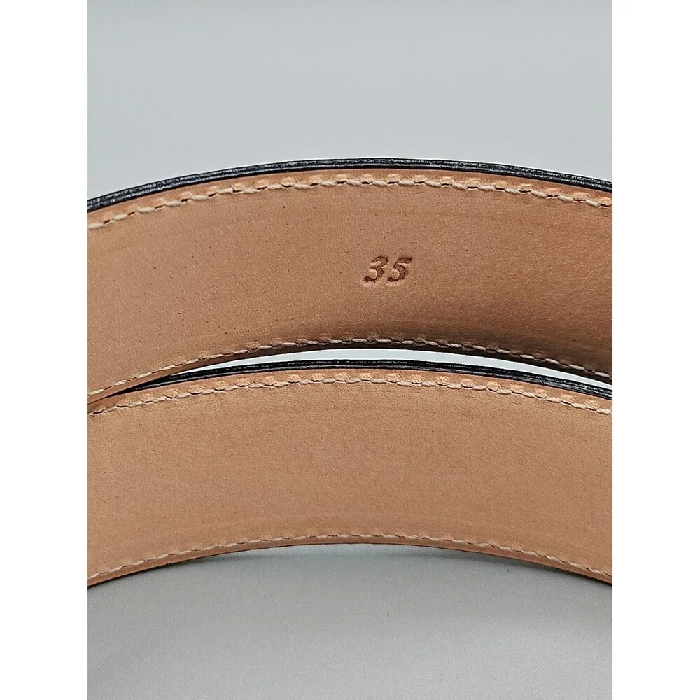 Hand Crafted Shrunken Bull Black Crescent Leather Belt 35 USA Made 1-1/4